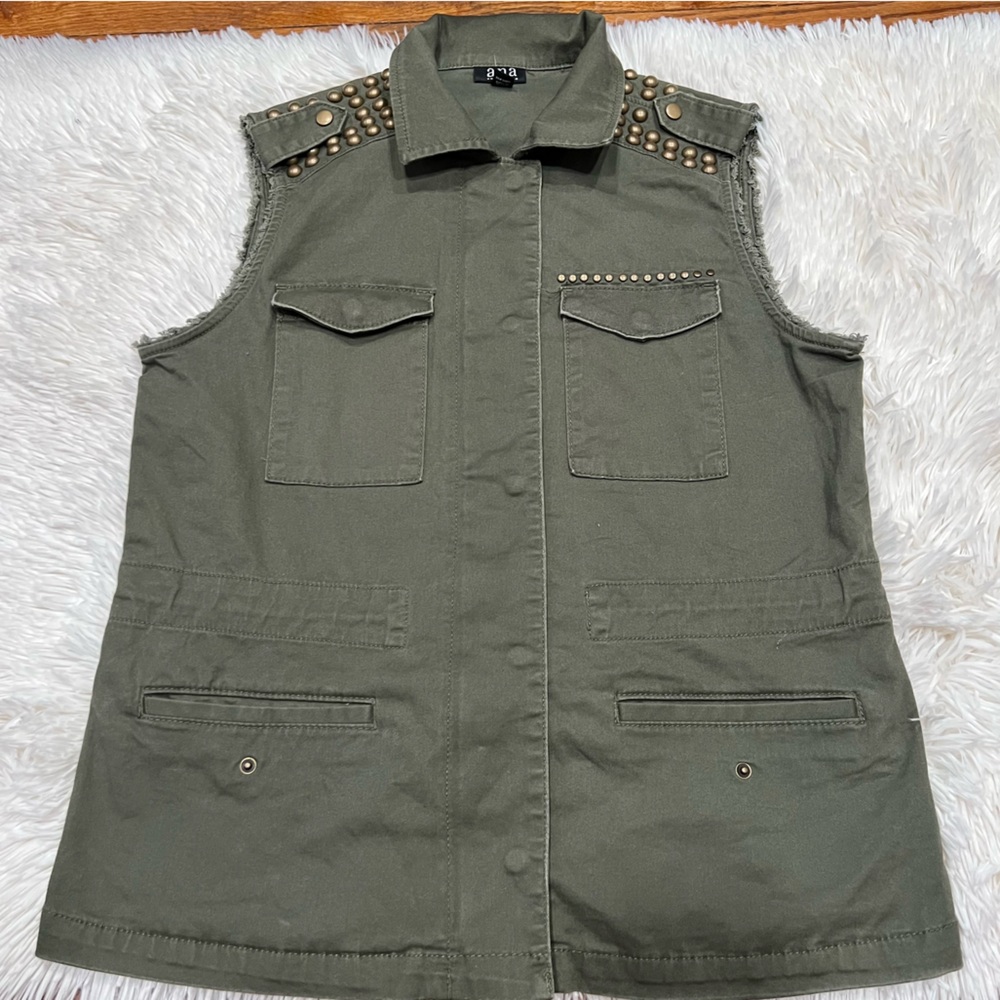 A.n.a army green studded style women Vest size M